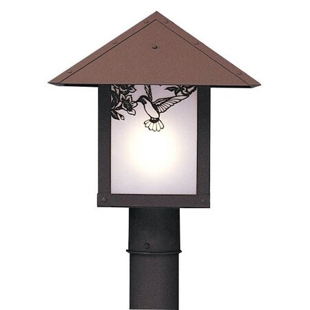 Arroyo Craftsman 12" Evergreen Post Mount Without Overlay (Empty), Black, Almond Mica Glass EP-12EAM-BK